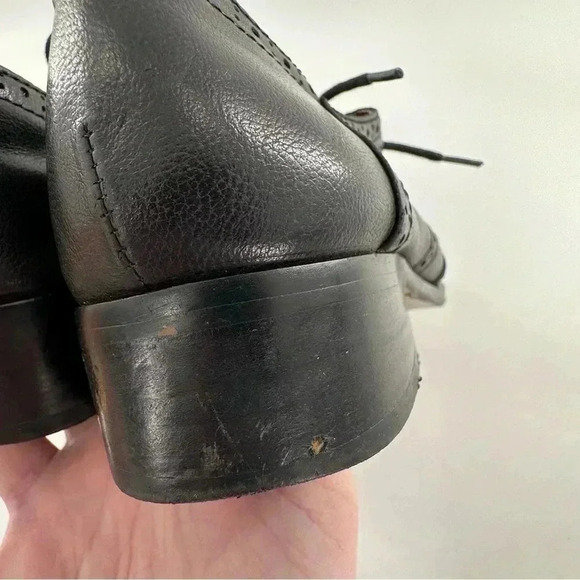 Adrienne Vittadini Biome flats size 7 black faux leather spectator oxfords - Picture 8 of 15
